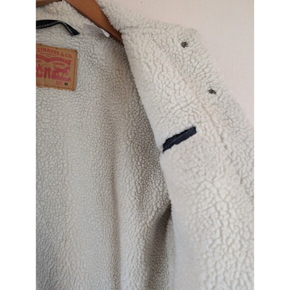Levi’s Sherpa Trucker Jacket Mens Sz M Blue Denim  Vintage Y2K Style Workwear - Picture 9 of 15
